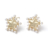 Long-Lasting Plated Brass Stud Earrings with Plastic Pearl for Women EJEW-A088-09G-1
