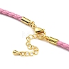 Leather Braided Cord Link Bracelets MAK-K022-01G-13-3