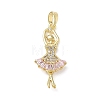 Brass Micro Pave Pink Cubic Zirconia Pendants LS-CU-CBA5CBE-01G-1