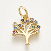 Brass Micro Pave Cubic Zirconia Charms X-ZIRC-S061-56G-1