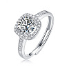 Rhodium Plated 925 Sterling Silver Micro Pave Moissanite Adjustable Rings for Women WGFA800-01-2