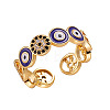 Brass Micro Pave Cubic Zirconia Enamel Cuff Open Rings for Women WG5EFAC-02-1