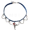 Alloy Pendant Denim Cloth Choker Necklaces for Women WGC1028-03-4
