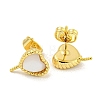 Brass with Shell Stud Earring Findings KK-G490-04G-2