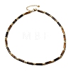 Natural Tiger Eye & Synthetic Non-magnetic Hematite Column Beaded Necklaces with 304 Stainless Steel End Chains NJEW-K301-01B-4