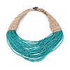 Bohemia Style Multi-strand Glass Seed Beaded Bib Necklaces for Women NJEW-G149-01A-2