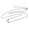 Brass Pave Cubic Zirconia Rectangle and Heart Pendant Cable Chain Necklaces KK-CBAB173-04P-04-4
