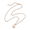 Round Natural Freshwater Pearl Copper Wire Wrapped Pendant Necklaces NJEW-JN04947-02-4