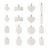 32Pcs 8 Style 201 Stainless Steel Stamping Blank Tag Pendants STAS-CW0001-10-12