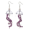 Dyed Natural Malaysia Jade Jellyfish Dangle Earrings for Women EJEW-JE07484-03-3