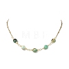 Handmade Natural Green Line Jasper Round Beaded Station Necklaces NJEW-JN06199-2