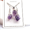 Nuggets Natural Amethyst Pendant Necklaces & Dangle Earrings Sets FS-WGD81FA-02-2