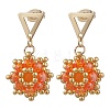 Valentine's Day Flower Natural & Dyed Malaysia Jade Dangle Stud Earrings EJEW-MZ00716-01-2