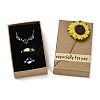 Kraft Paper Gift Boxes with Faux Sunflower Outside for Jewelry Set CON-Z011-01A-02-2