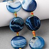Natural Striped Agate/Banded Agate Coin Beads Strands G-NH0040-01H-5