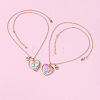 2Pcs 2 Styles Alloy Enamel Rainbow Flower Heart Photo Locket Pendant BFF Necklaces WG3E2EF-01-4