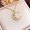 Brass Micro Pave Clear Cubic Zirconia Pendant 304 Stainless Steel Cable Chain Necklaces for Women WG79B21-01-1
