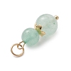 3Pcs 3 Styles Natural Green Aventurine & Moss Agate & Unakite Round Beaded Pendants PALLOY-JF04701-02-5