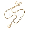 304 Stainless Steel with Natural White Shell Square Disc Pendant Double Layer Necklaces NJEW-K300-06C-G-2