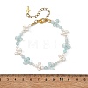 Copper Wired Shell Pearl & Natural Dyed Yellow Jade Beaded Bracelets for Women BJEW-JB13914-4