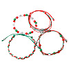4Pcs 4 Styles Christmas Acrylic Beads Braided Bead Bracelets & Stretch Bracelets & Cotton Cord Braided Bracelets FS-WG84904-01-5