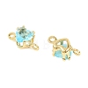 Brass Pave Cubic Zirconia Heart Connector Charms KK-P347-02G-02-3