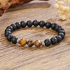 Bohemian Natural Black Onyx & Tiger Eye Beaded Stretch Bracelets ZX5026-2-1