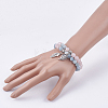 Natural Gemstone Charm Stretch Bracelets BJEW-JB03162-3
