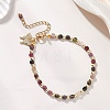 Electroplate Non-magnetic Synthetic Hematite & Natural Multicolor Tourmaline Cube Beaded Bracelets for Women BJEW-JB13122-1