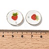 Strawberry Print Round Porcelain Pendants with Gold Trim PORC-P036-01A-3