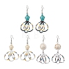 3 Pairs Flower Glass Seed Beaded Dangle Earrings for Women EJEW-MZ00203-1