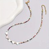 Heart Natural White Shell & Colorful Faceted Rondelle Glass Beaded Necklaces for Women BI2197-5