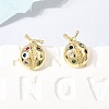 Brass Micro Pave Colorful Cubic Zirconia Stud Earrings EJEW-C186-19G-02-3