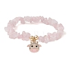 Natural Rose Quartz Chips Stretch Bracelets BJEW-JB09754-01-1