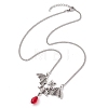 Alloy Bat and Glass Pendant Necklaces NJEW-TA00141-4