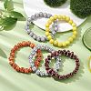 5Pcs 5 Styles Sport Ball Acrylic Beaded Stretch Bracelet Sets for Men BJEW-JB10657-02-2