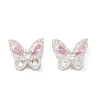 Brass Pave Cubic Zirconia Butterfly Beads KK-C168-07S-1