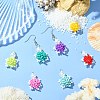 7Pcs 7 Colors Handmade Glass Seed Beaded Tortoise Pendants PALLOY-CJ00103-6