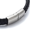 Men's Braided Black PU Leather Cord Bracelets BJEW-K243-67AS-3