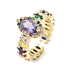 Horse Eye Colorful Cubic Zirconia Open Cuff Ring RJEW-U003-24-2