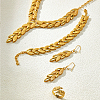Leaf Alloy Bracelets & Earrings & Necklaces & Rings Sets for Women NA9773-4