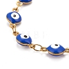 Enamel Oval with Evil Eye Link Chains Bracelet BJEW-P271-04G-04-2