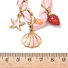 Starfish Strawberry Shell Shape 304 Stainless Steel Enamel & Handmade Lampwork Pendant Necklaces NJEW-D344-02G-5