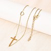 Religion 304 Stainless Steel Heart Cross Link Chain Necklaces NJEW-H093-03G-3