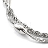 304 Stainless Steel Rope Chain Bracelets BJEW-R003-04P-01-3