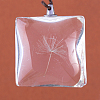 Square Alloy Glass Pendants X-GLAA-Q048-25mm-01P-2