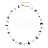 Natural Lapis Lazuli & Aquamarine Chip & Glass Seed Baeded Necklaces for Women NJEW-JN05603-02-3