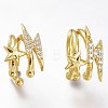 Brass Micro Pave Clear Cubic Zirconia Cuff Earrings ZIRC-I049-26G-1