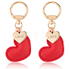2Pcs Minimalist Leather Heart Earphone Case Keychain Bag Backpack Pendant Car Purse Keyring Charm KEYC-CL0001-60-7