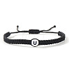 Flat Round with Letter Pattern Resin Beads Braided Bead Bracelets FS-WG43323-21-1